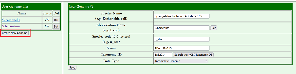 create new genome